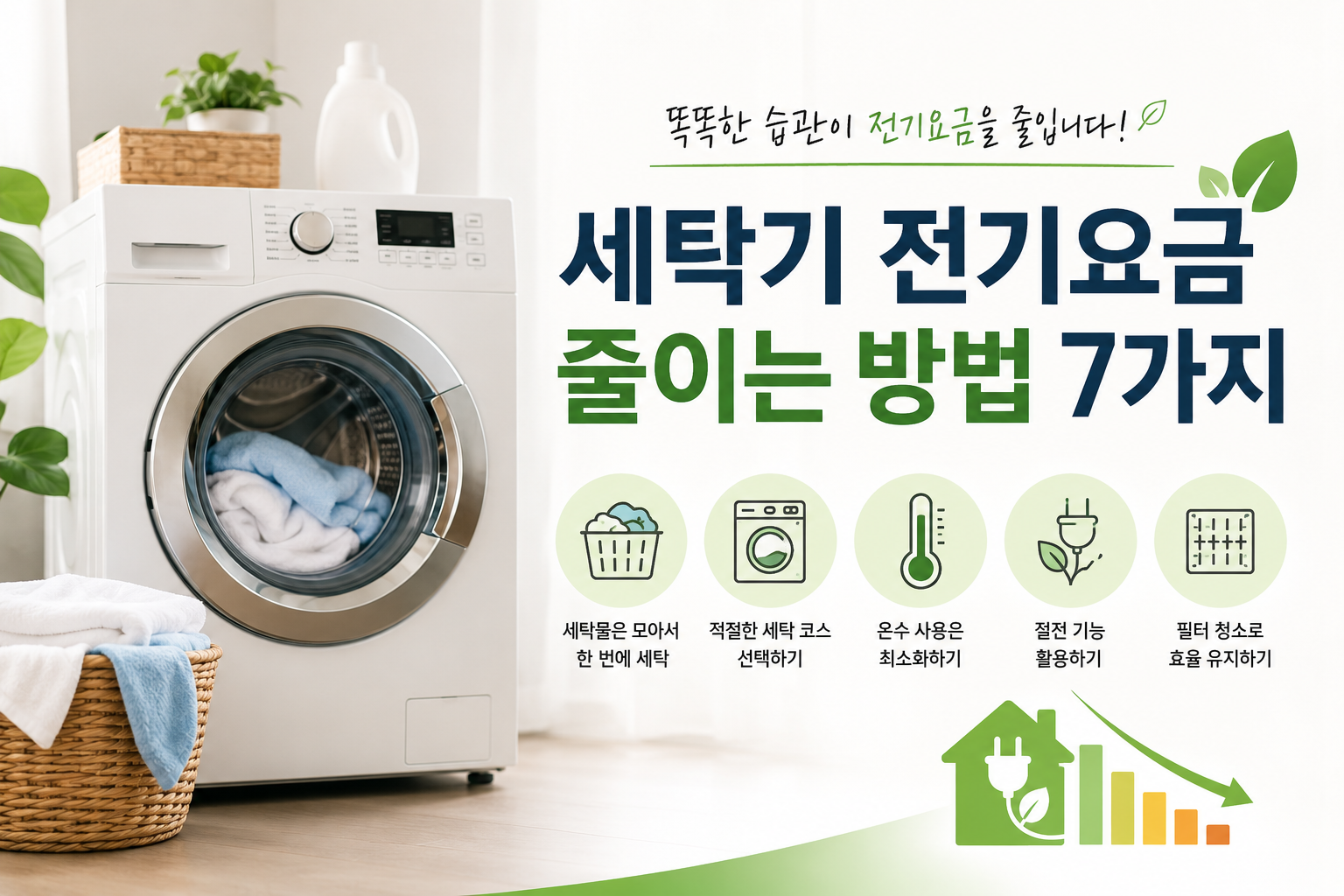 세탁기 전기요금 줄이는 방법 7가지