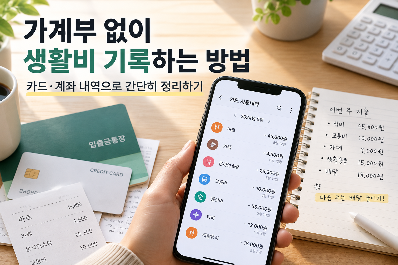 가계부 없이 생활비 기록하는 방법 | 카드·계좌 내역으로 간단히 정리하기